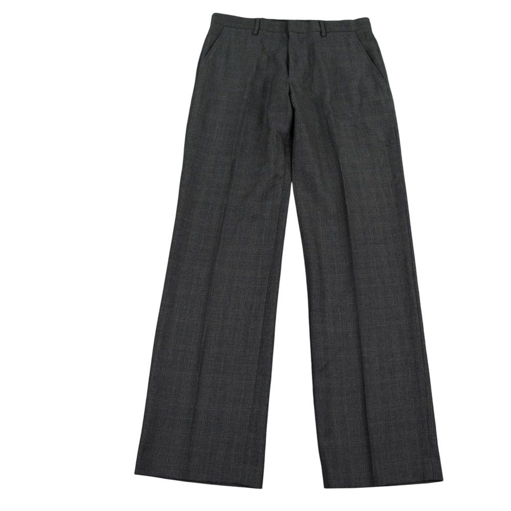 Banana Republic Dress Pants Men 32x34 Gray Glen Plaid Wool Straight Fit Career